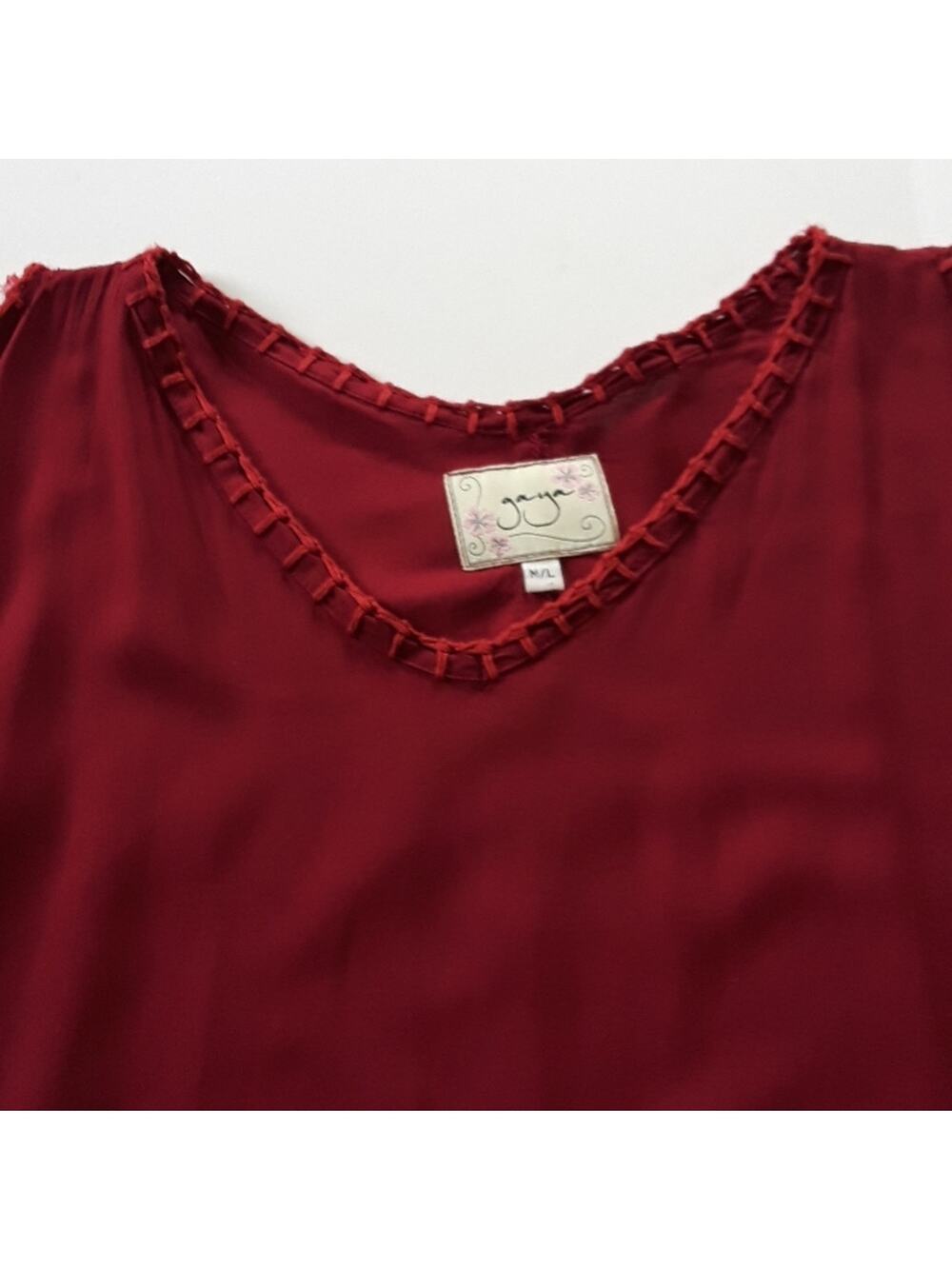 Womens Sz L Burgundy Boxy Oversized Coverup Beachy Wide Stitch Top